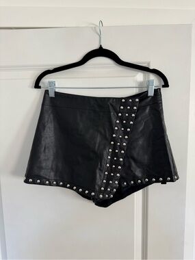 Free People Studded Emmy Black Faux Leather Women’s Shorts